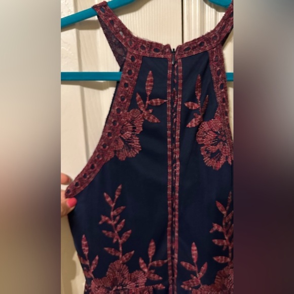 Altar’d State Onawei Embroidered Maxi Dress Plum Halter Blue Red. Great shape - Picture 5 of 8